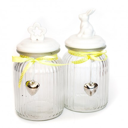 БУРКАН СТЪКЛЕН 19СМ ЗЕЛЕНА ЛЕНТА СЪРЦЕ